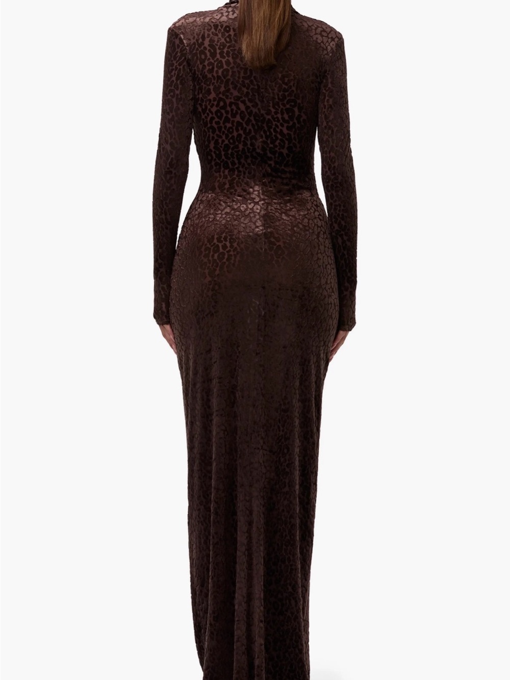 naked wardrobe Brown Velvet Leopard-Print Long Sleeve Maxi Dress - Picture 2 of 6